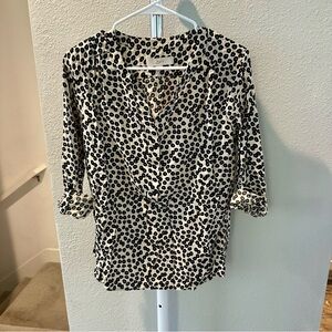 3 for $15 LOFT Floral Print Blouse Button Down Shirt Top in Black and Cream
